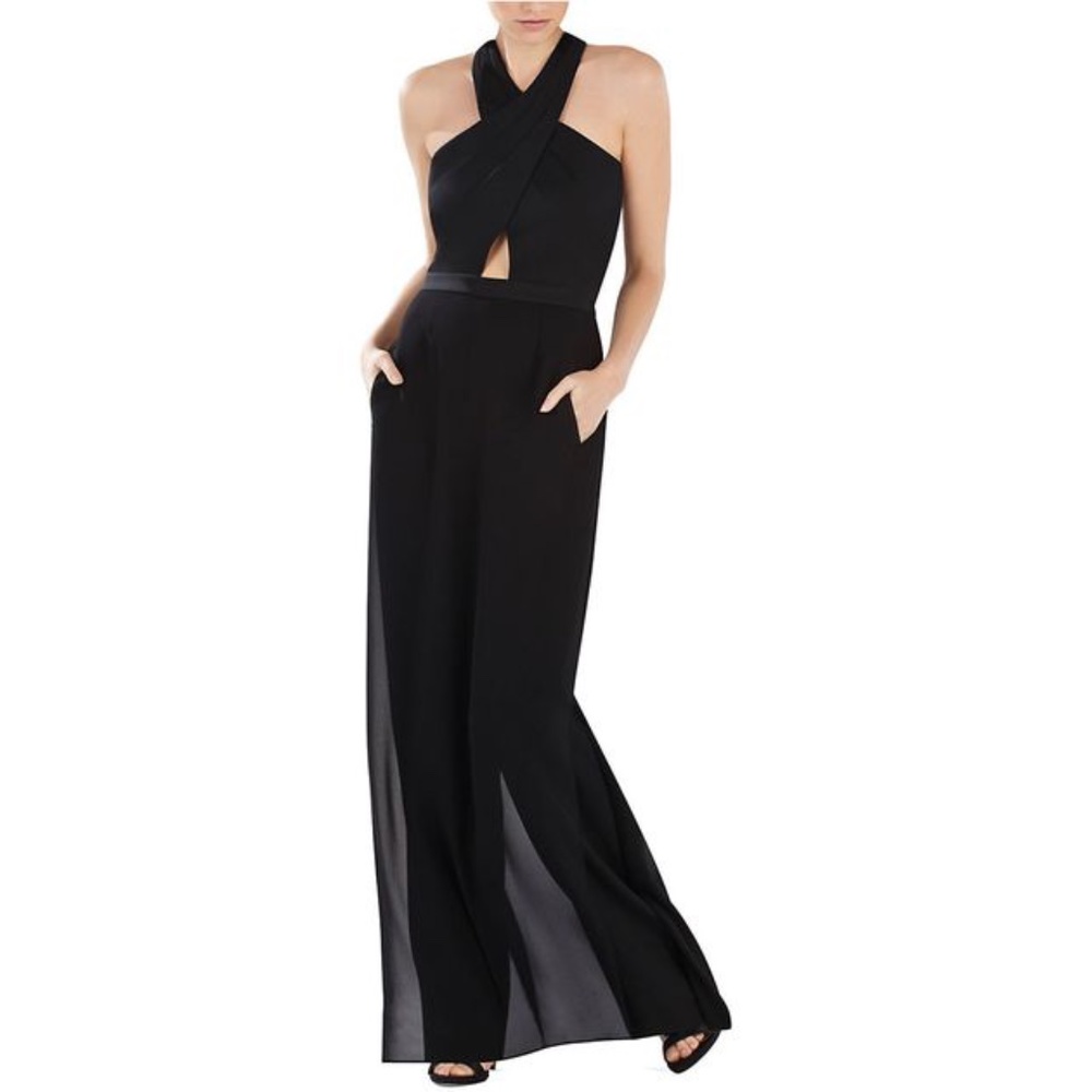 BCBGMAXAZRIA Josselyn Halter Jumpsuit Black Size 2